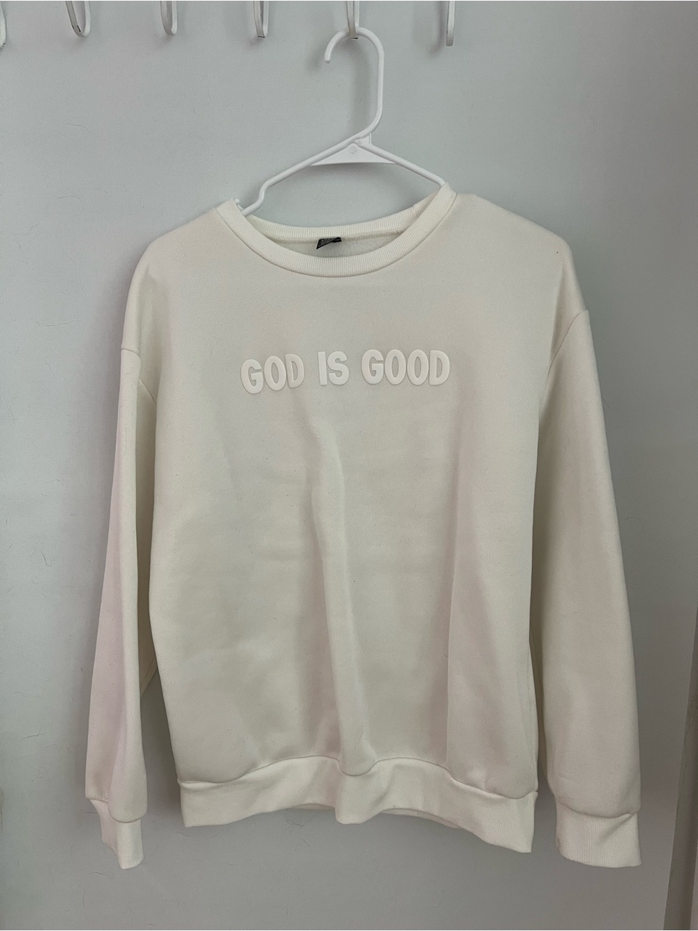 Woman’s 'God Is Good' Crewneck Sweatshirt - White